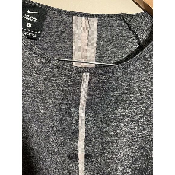 Nike Pro‎ Hypercool Long Sleeve Top Size Large Athleisure Mesh Sheer Grey AT4539 - Picture 8 of 8